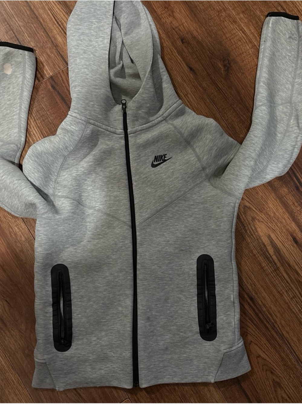 Nike Tech Light Gray Hoodie with Black Trim